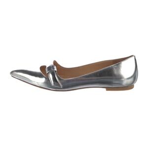 Marc By Marc Jacobs Silver Leather Pointed Toe Mary Jane Flats
